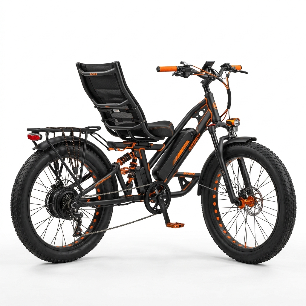 LBR Venture fat tire electric recumbent trike for trails and gravel